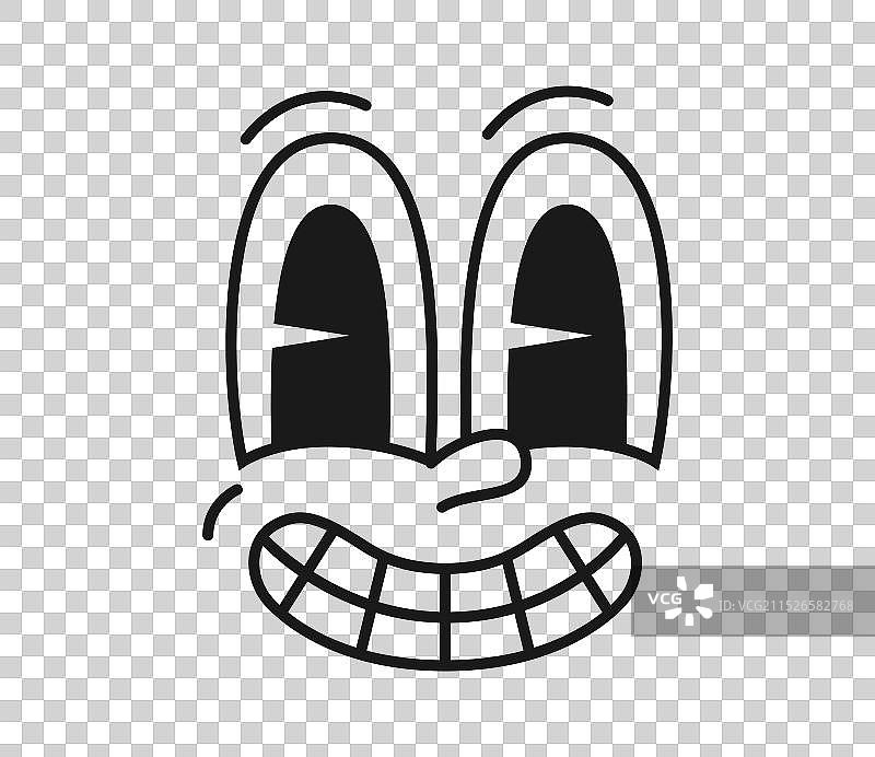 卡通复古可爱表情符号露齿笑图片素材