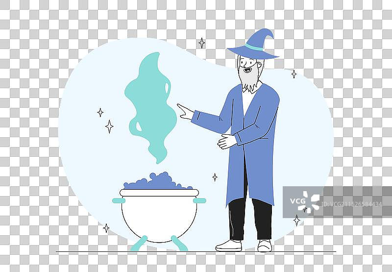 在锅旁边的巫师图片素材