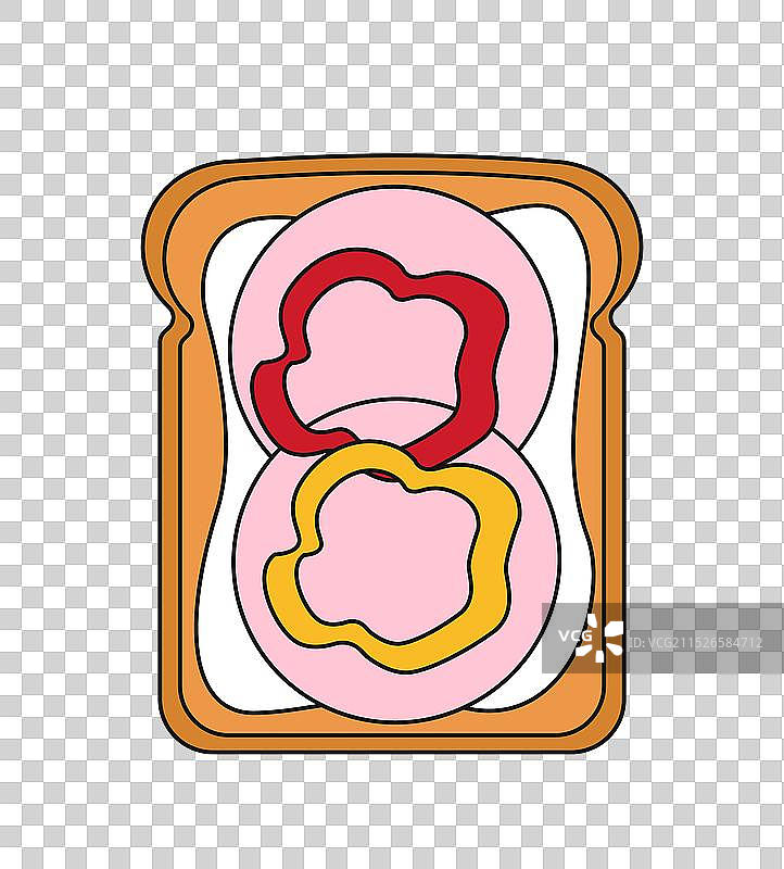 俯视：香肠三明治图片素材