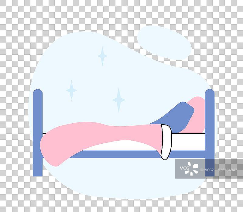 带粉色毯子的蓝色睡眠床图片素材
