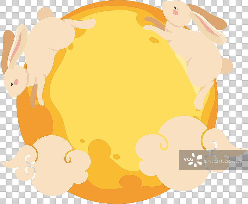 中秋节月亮上的可爱兔子图片素材