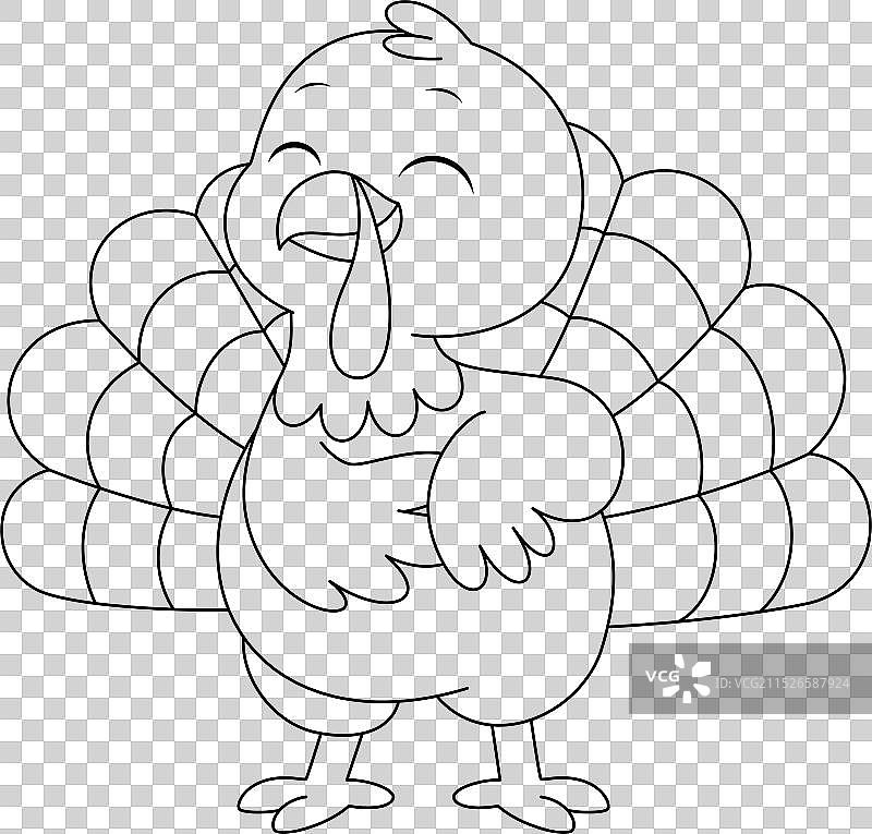 可爱火鸡轮廓涂色页图片素材