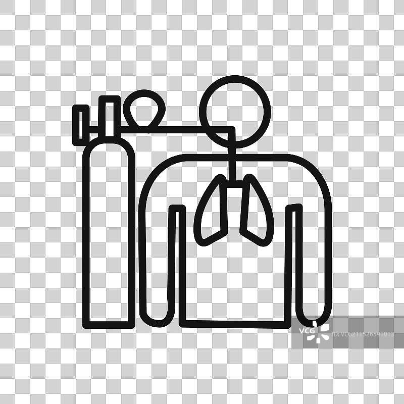 带有氧气面罩图标的线性图形图片素材