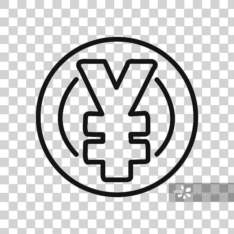 日元符号图标线性图形集图片素材