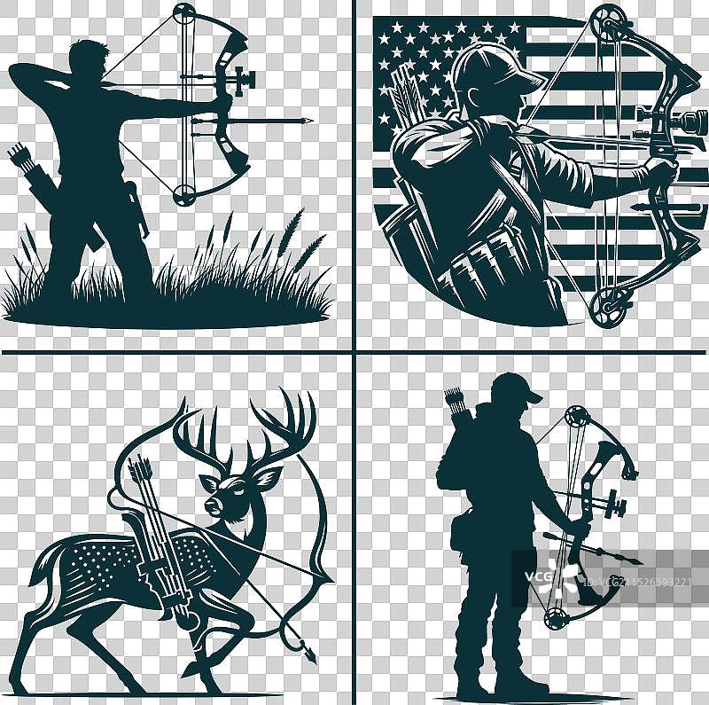 有趣的弓箭狩猎剪影文件狩猎季图片素材