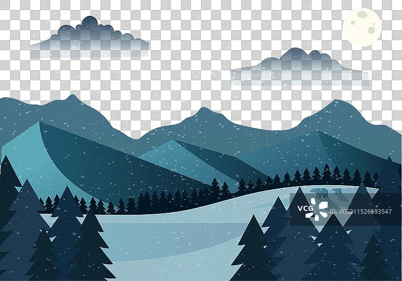 圣诞夜的冬日月光图片素材