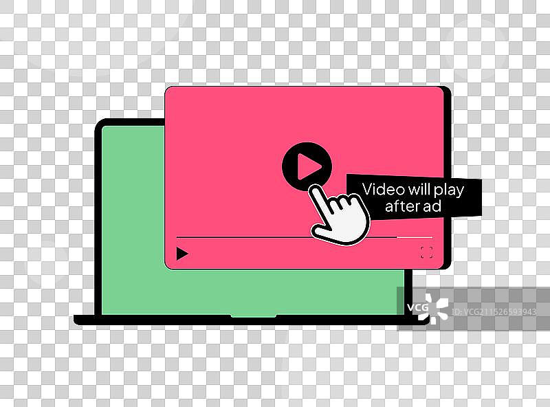 不可跳过的流媒体视频广告概念短片图片素材