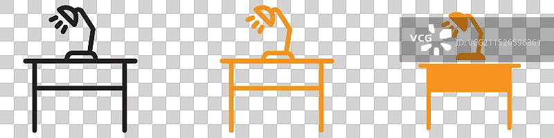 带有台灯图标的办公桌图片素材