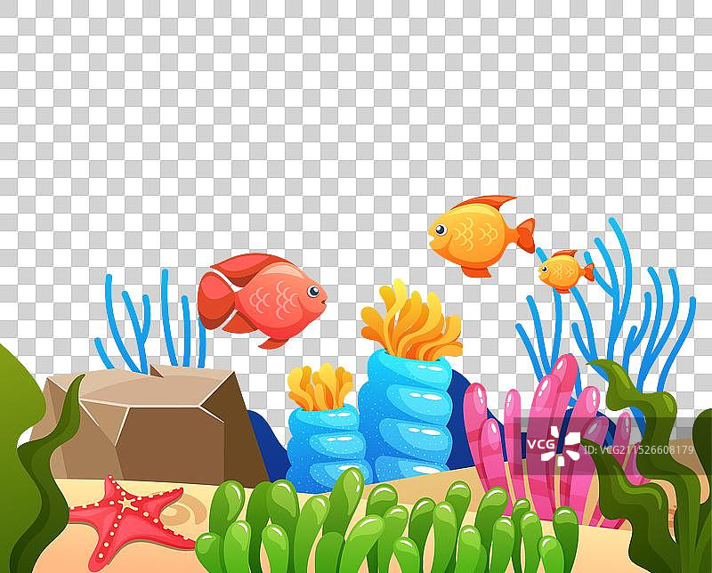 卡通海底世界背景与鲜艳的珊瑚图片素材