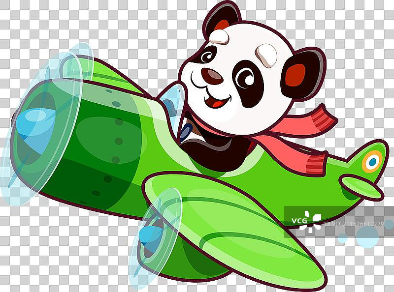 卡通可爱熊猫飞机图片素材