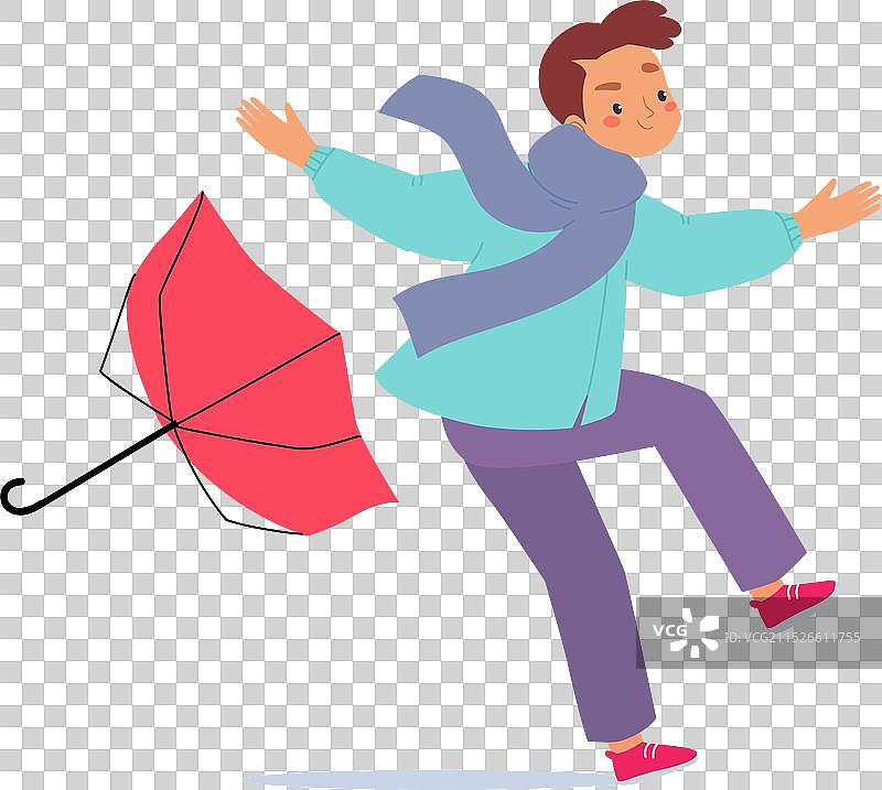 雨天男人撑伞行走图片素材