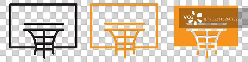 篮球框图标集：球场和球网图片素材