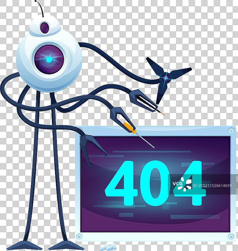 404页面与卡通屏幕和未来机器人图片素材