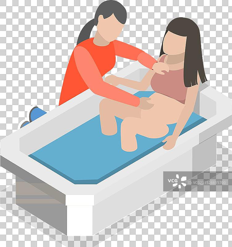 2.5D分娩姿势扁平风格设计图片素材