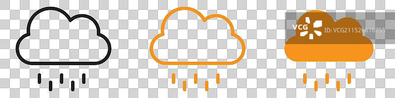 气候与自然天气雨图标集图片素材