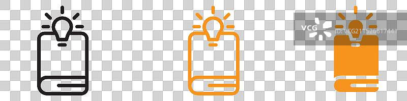 带灯泡图标的知识书籍图片素材