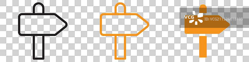 路标图标集，用于导航和定向图片素材