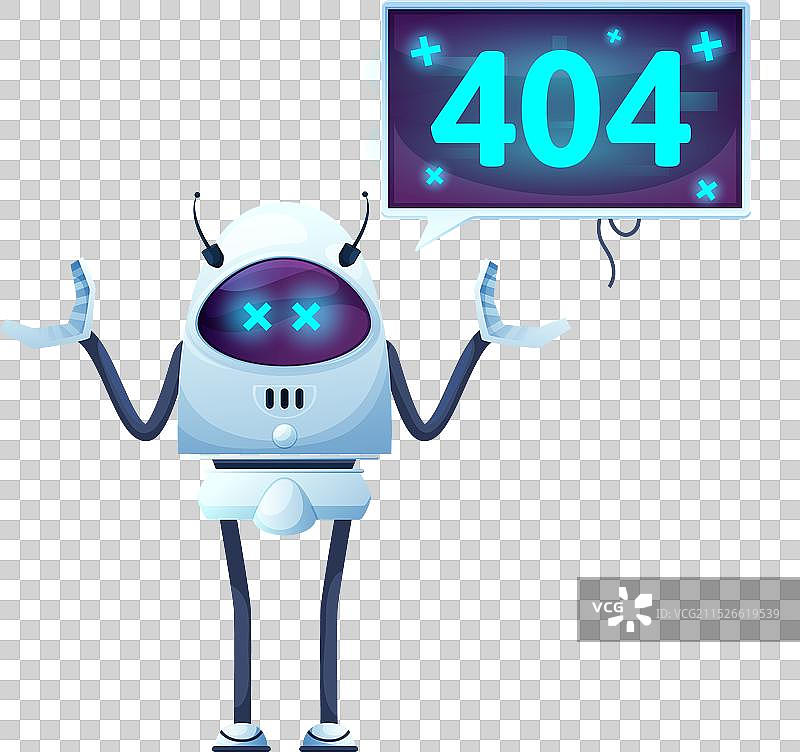 带卡通屏幕和有趣机器人的404页面图片素材