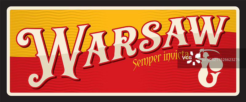 华沙波兰城市复古旅行贴纸图片素材