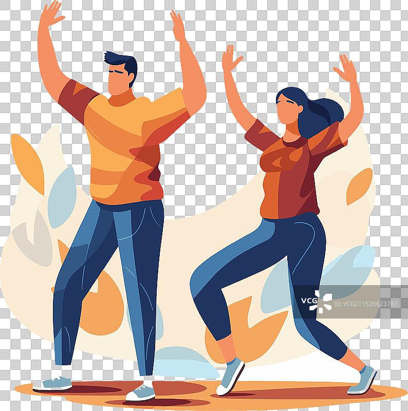 年轻男女快乐地跳舞图片素材