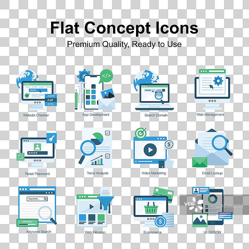 扁平风概念图标集图片素材