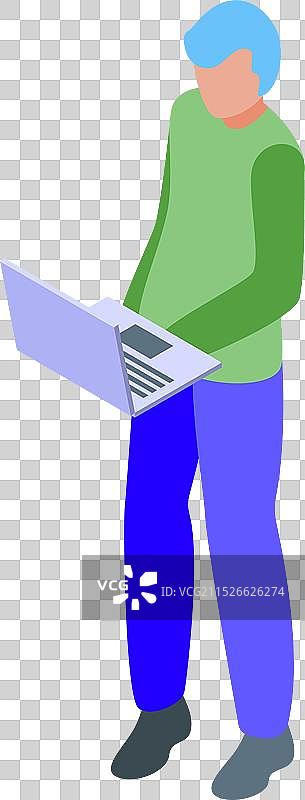 程序员使用笔记本电脑2.5D图标图片素材