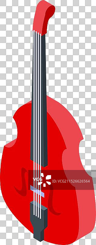 红色原声贝斯吉他2.5D模型图片素材