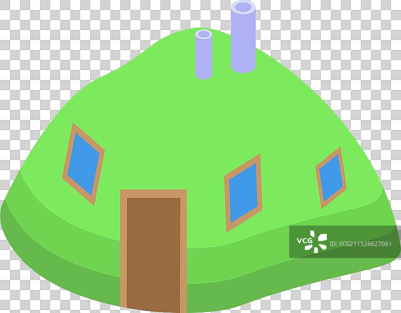 绿色地下草顶房屋图片素材