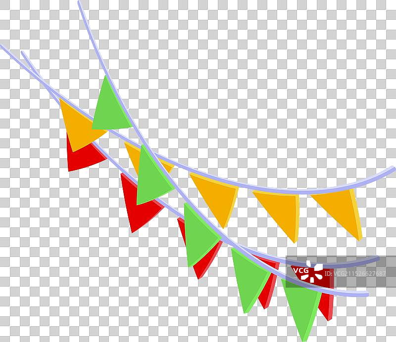 挂在绳子上的彩色三角形旗帜图片素材