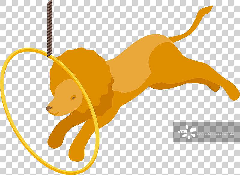 马戏团狮子跳过金色圆环2.5D图片素材