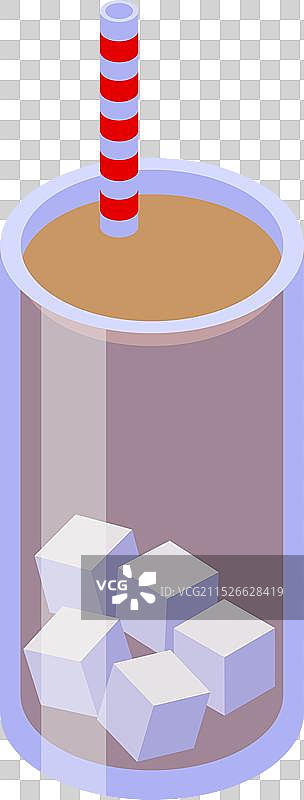 带吸管的冰咖啡杯2.5D设计图片素材