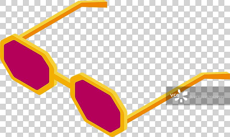 金色镜框紫色镜片太阳镜图片素材