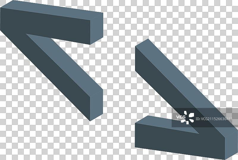 2.5D等距小于号和大于号图片素材