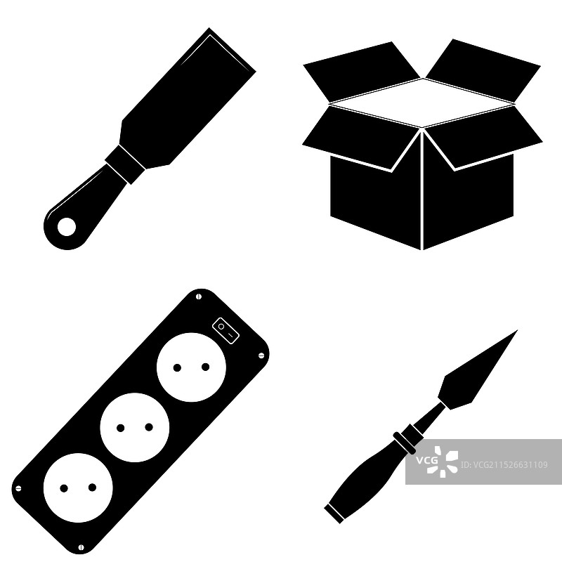 刮刀开启箱套筒扳手工作图标合集图片素材