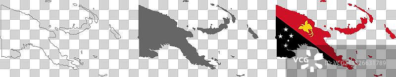 带有边界的巴布亚新几内亚详细地图图片素材