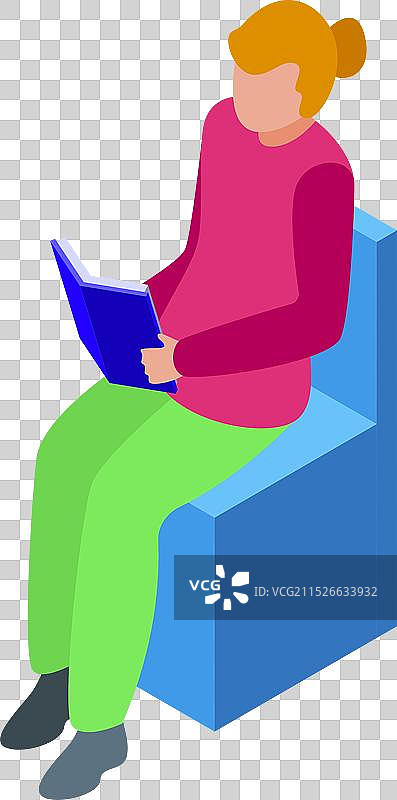 年轻女人坐在扶手椅上读书图片素材