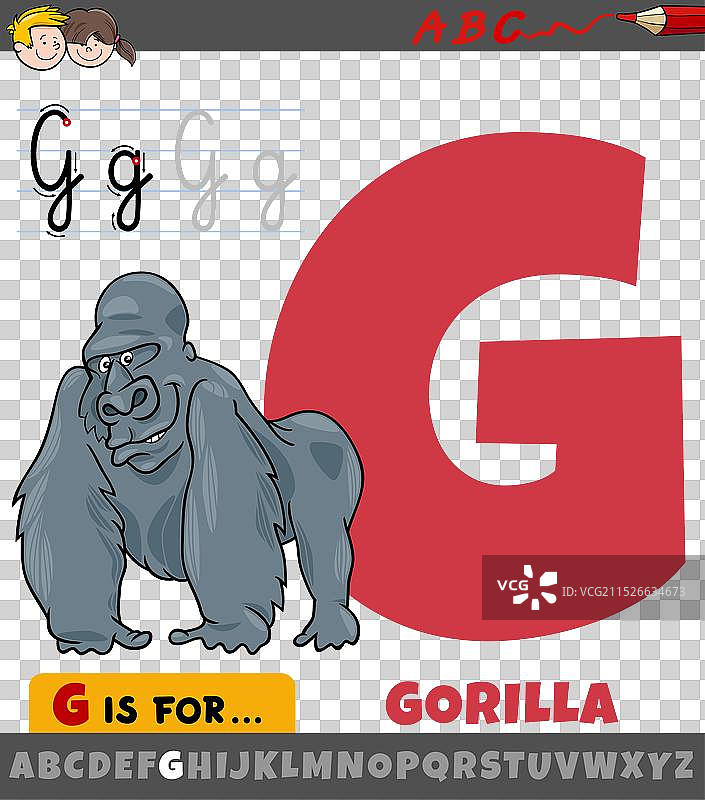 卡通大猩猩字母G图片素材