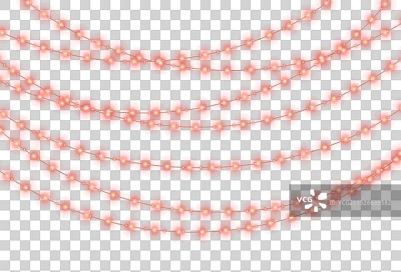 圣诞花环发光红色灯泡串图片素材