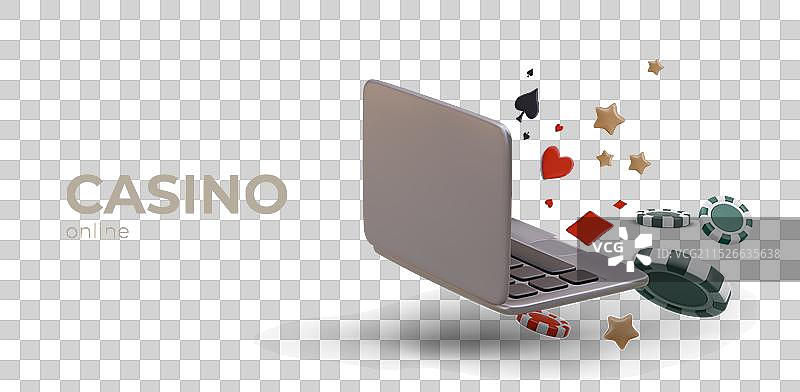 未标记笔记本电脑游戏的在线娱乐场概念图片素材