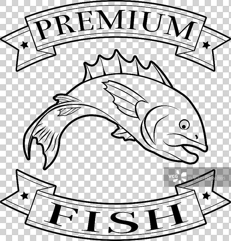 鱼类优质食品标签图片素材