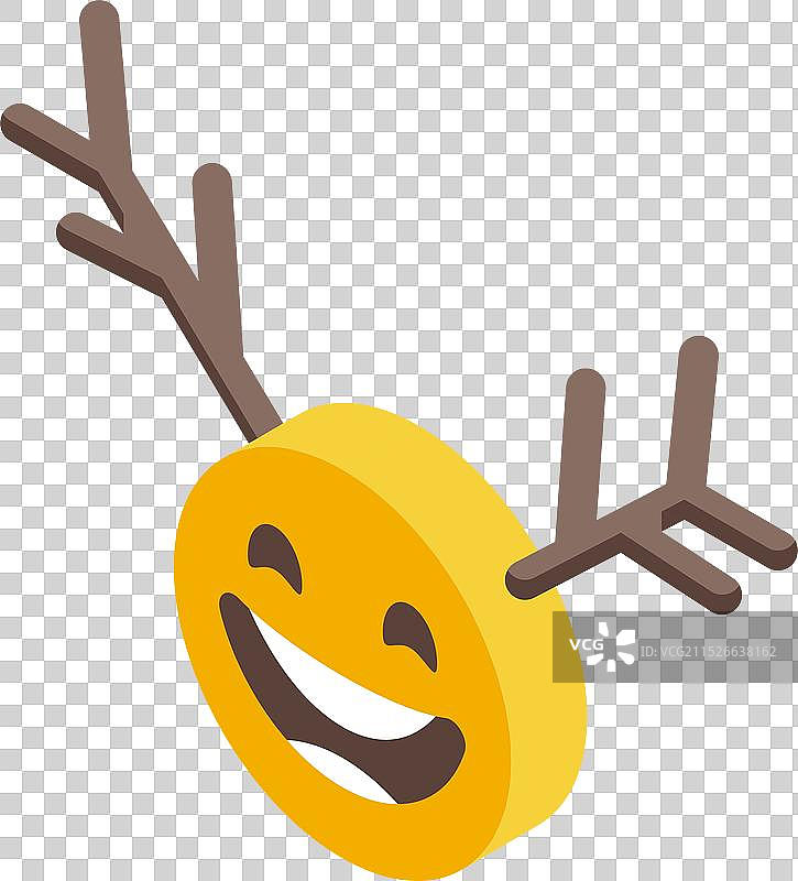 长着鹿角的黄色圣诞表情符号图片素材