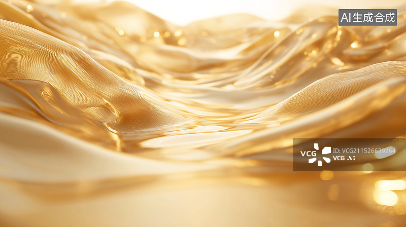 【AI数字艺术】金色飘逸的丝绸图片素材