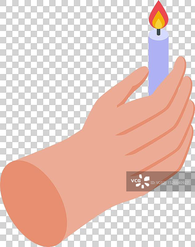 手持燃烧的蜡烛2.5D图片素材