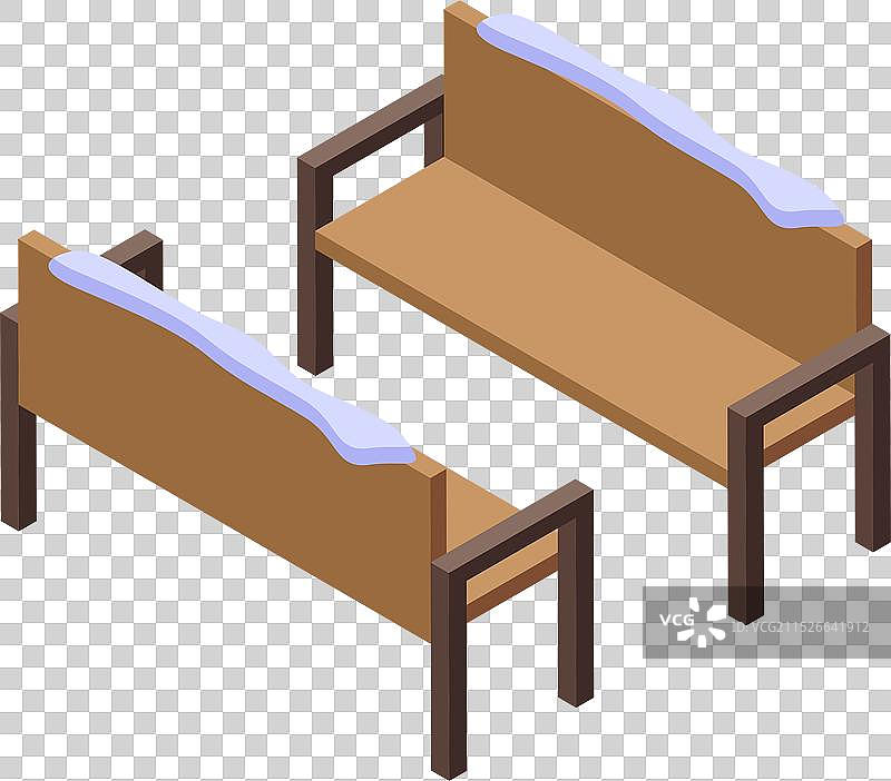 2.5D雪覆盖的两条空长椅图片素材