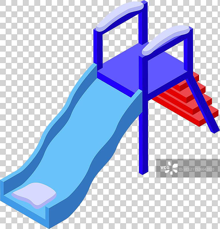 红色楼梯的蓝色操场滑梯2.5D图图片素材