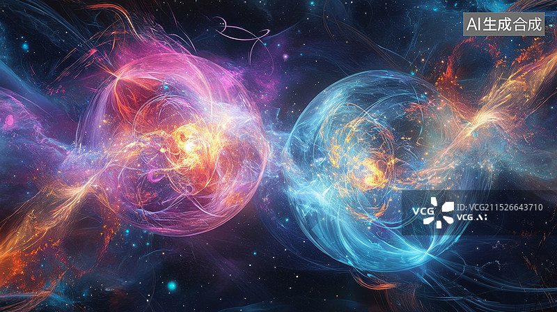 【AI数字艺术】量子纠缠 量子对撞图片素材