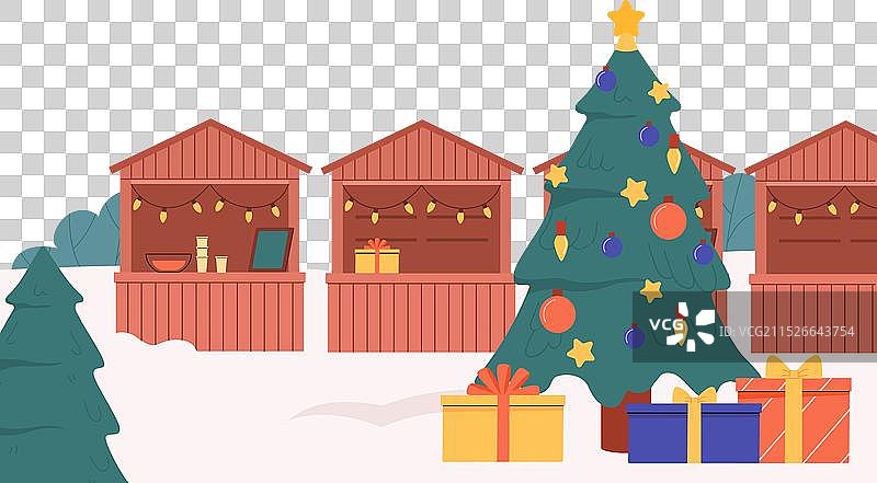 冬季街道摊位概念图片素材