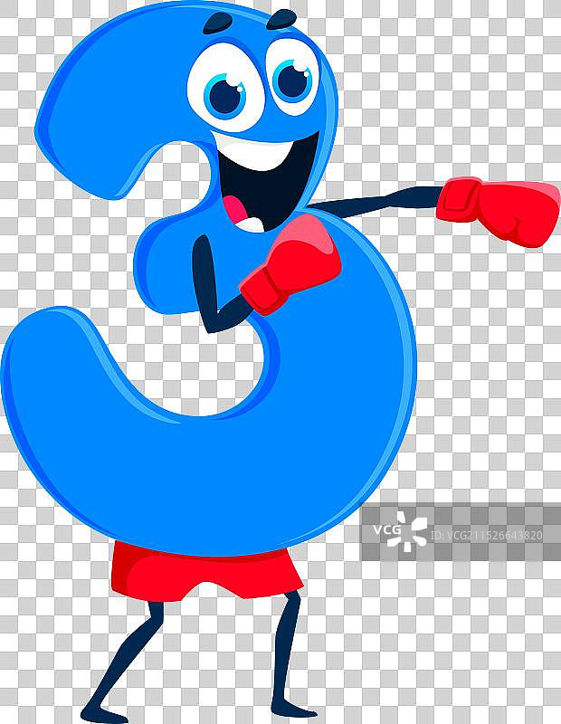 卡通趣味数字3运动员角色图片素材