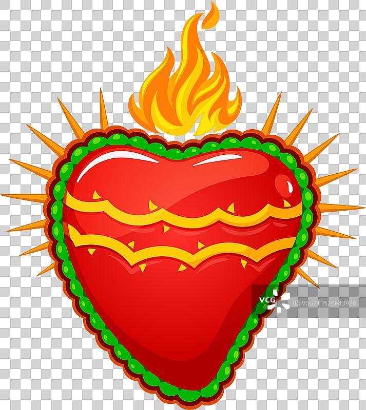 墨西哥神圣之心火焰光芒图片素材