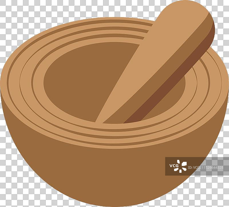 空的2.5D木制研钵和研杵图片素材